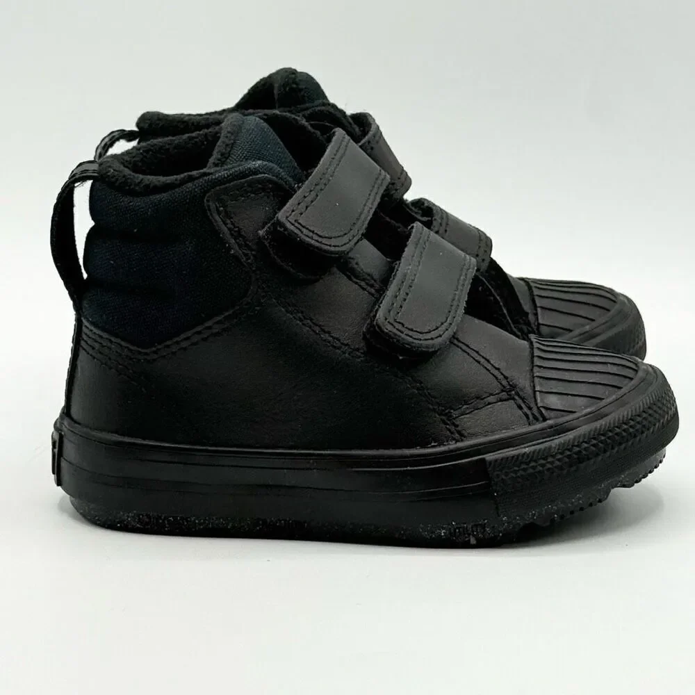 Converse All Star Leather Black Berkshire Boot Easy On NWOB - Toddler US 7
